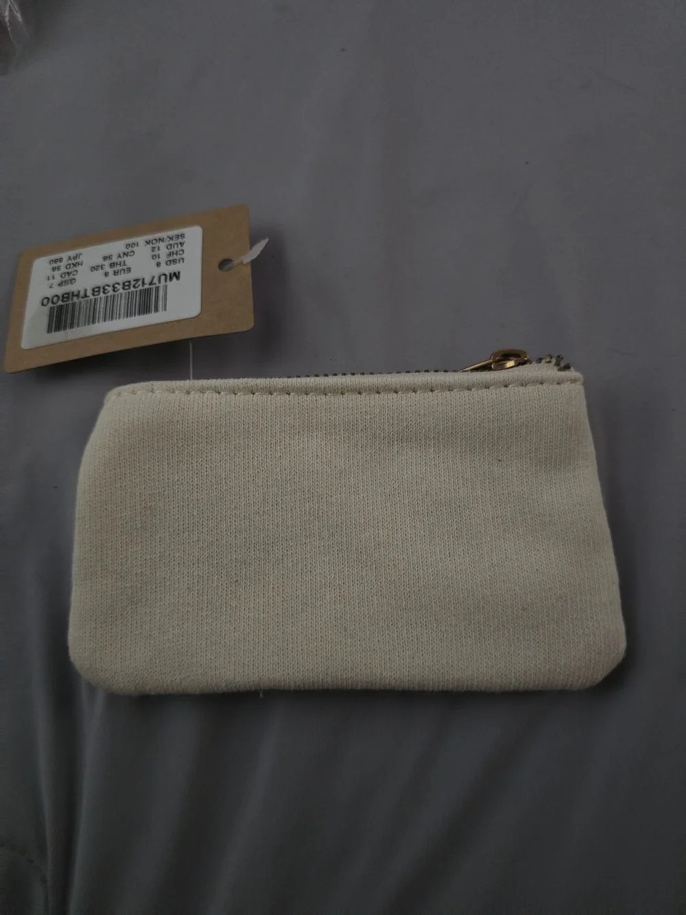 Brandy Melville Cream Zip Pouch with Bear Character